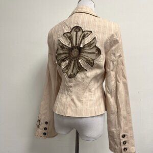 Til the End beadeed blazer cream maltese cross  Vintage L